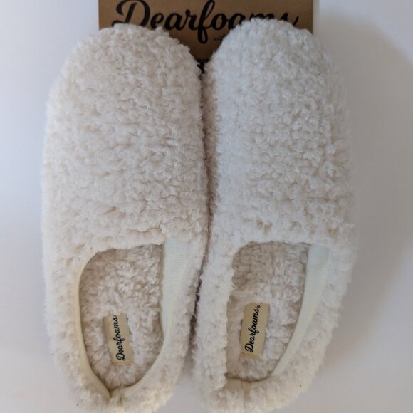Dearforms Shoes - Dearfoams Women’s White Fleece Slippers - New - Large